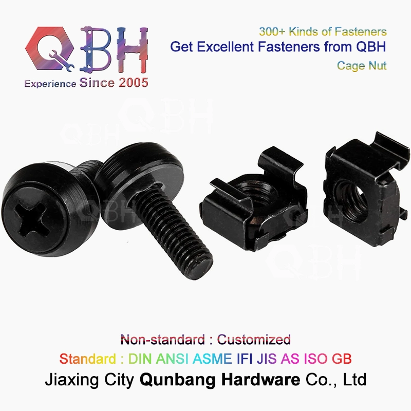 Qbh Carbon Stainless Steel Rack-Mountable Server Network Cabinet Audio Video Rack Cage Bolt Nut Washer Repairing Maintaining Replacement Accessories